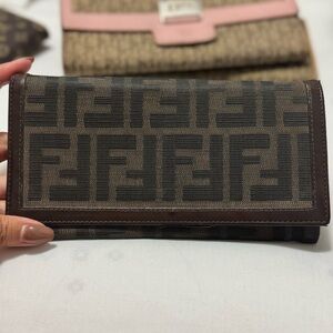 Fendi Brown and Black Logo Clutch